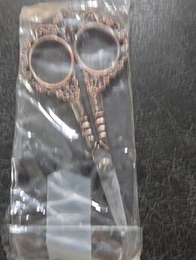 Antique-Style Fancy Embellished Embroidery Scissors - Copper Tone, New
